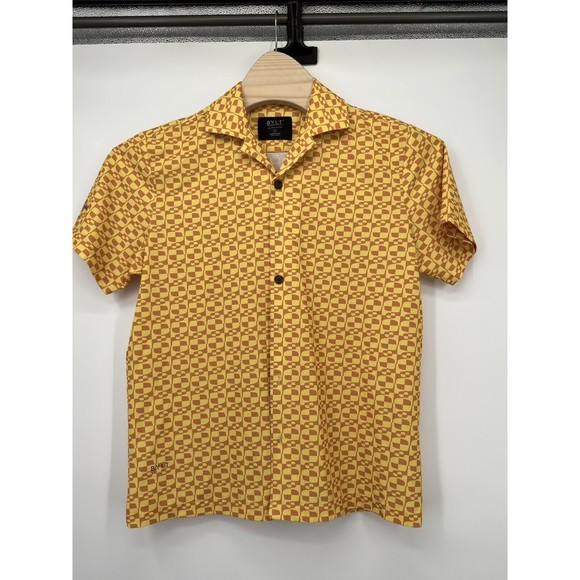 BYLT‎ Polo premium basics, Paloma shirt,L Short Sleeve  all over print Stretch - Picture 1 of 7